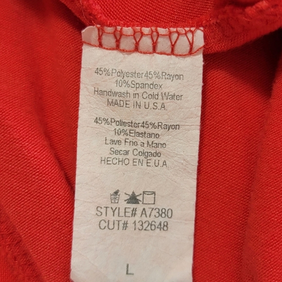 Deep Plunge V-Neck Front & Back, A-Line Midi Dress, Red, Size Large - Picture 8 of 12